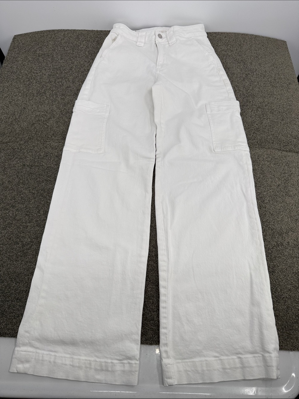American Eagle Outfitters Jeans Wm 0 Long White Denim Super High Rise Wide-Leg